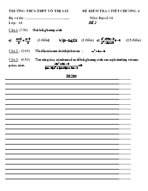 Đề kiểm tra 1 tiết chương 4 môn Đại số 10 - Đề 2